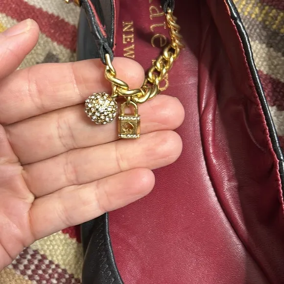 Kate Spade leather gold chain charm ankle ballerina flats