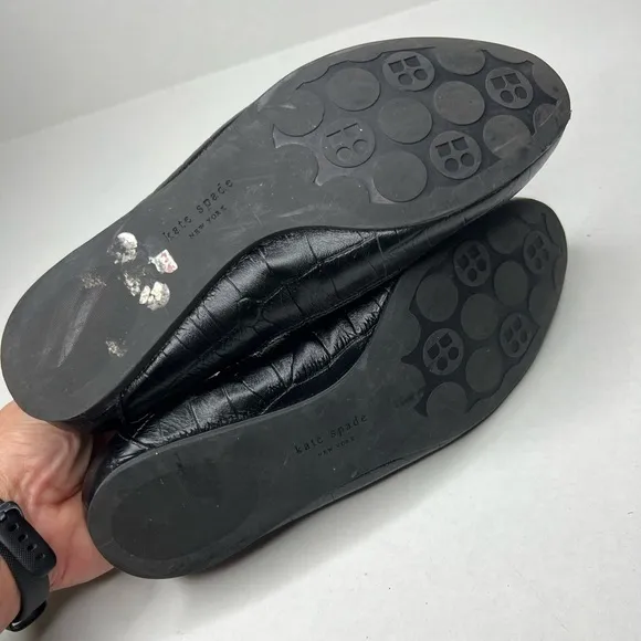 Kate Spade Melia Leather Ballet Flats Jeweled Detail