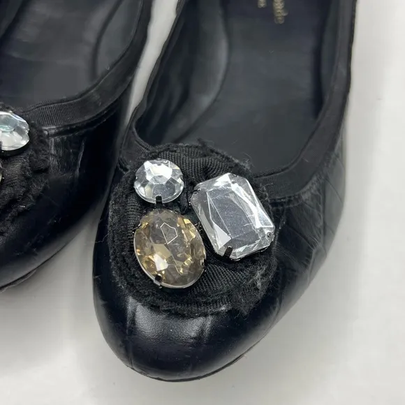 Kate Spade Melia Leather Ballet Flats Jeweled Detail