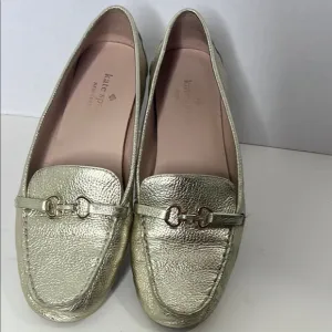 Kate Spade New York Bernice Gold LeatherLoafers Flats Size 9.5 Women's