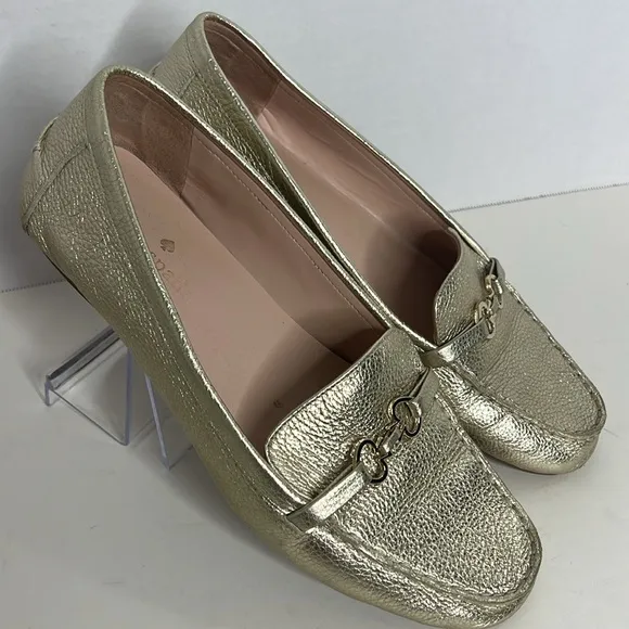 Kate Spade New York Bernice Gold LeatherLoafers Flats Size 9.5 Women's