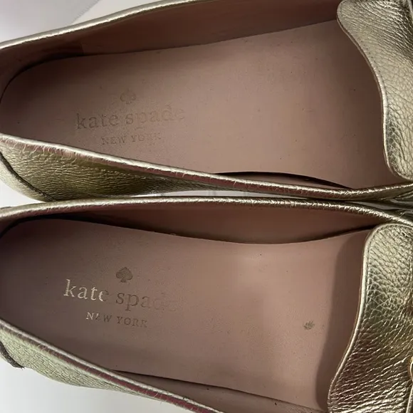 Kate Spade New York Bernice Gold LeatherLoafers Flats Size 9.5 Women's