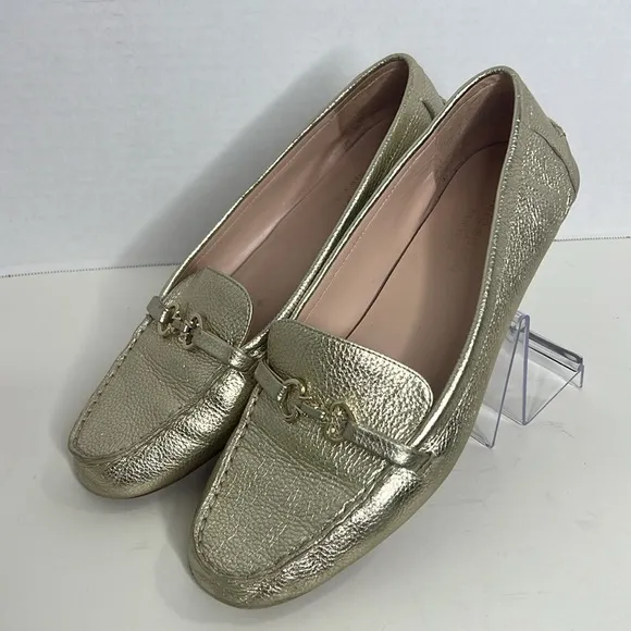 Kate Spade New York Bernice Gold LeatherLoafers Flats Size 9.5 Women's