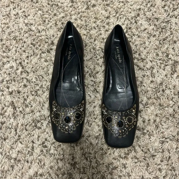 Kate Spade New York leather Jewelled Flats Size 9