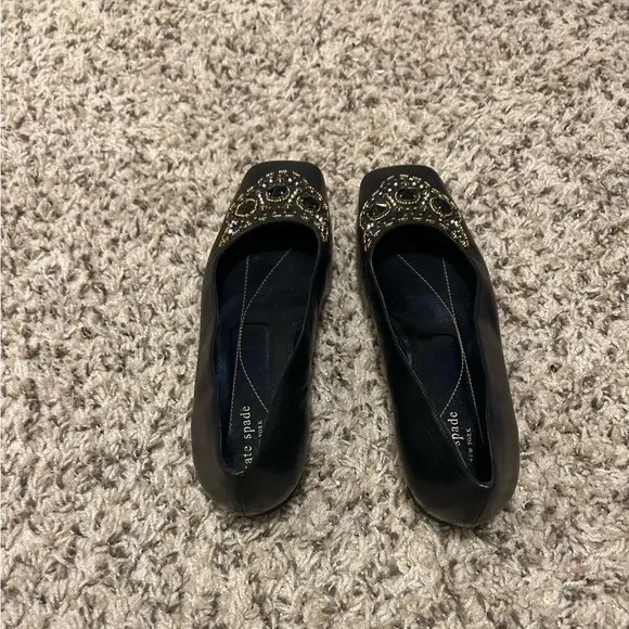 Kate Spade New York leather Jewelled Flats Size 9