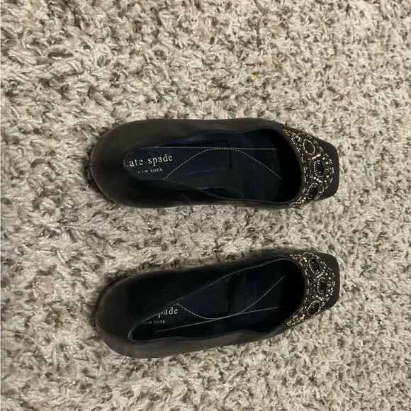 Kate Spade New York leather Jewelled Flats Size 9