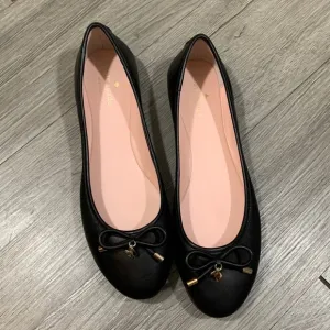 Kate Spade New York Willa Classic Black Leather Ballet Flats w/Bows NWT size 10