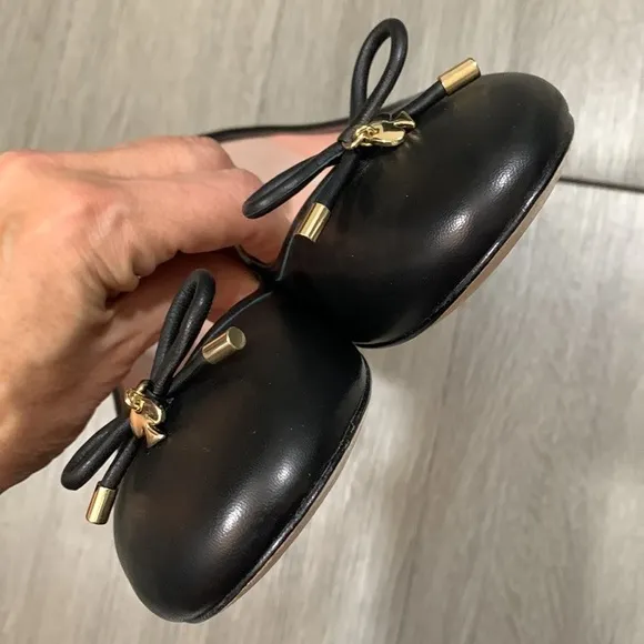 Kate Spade New York Willa Classic Black Leather Ballet Flats w/Bows NWT size 10