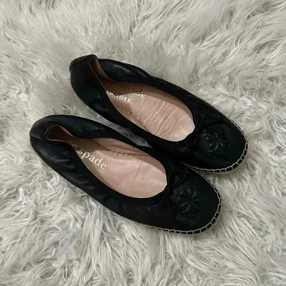Kate Spade New York Womens Slip-On Espadrille Flats - Black Sz 8