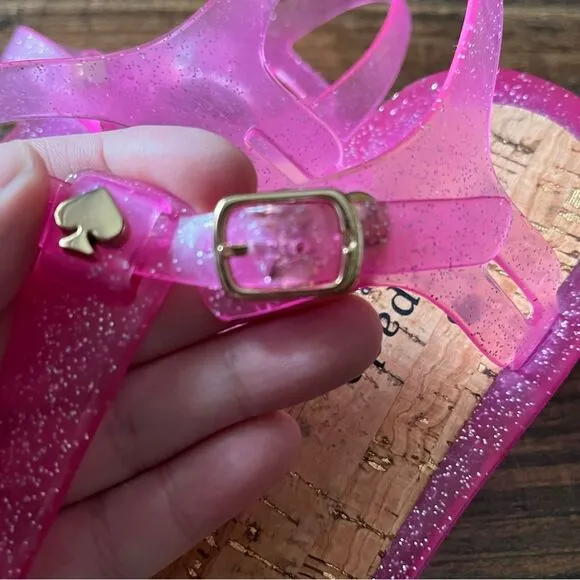 Kate Spade New York Yari Pink Glitter Jelly Sandal Size 6B Brand New