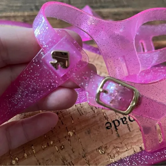 Kate Spade New York Yari Pink Glitter Jelly Sandal Size 6B Brand New