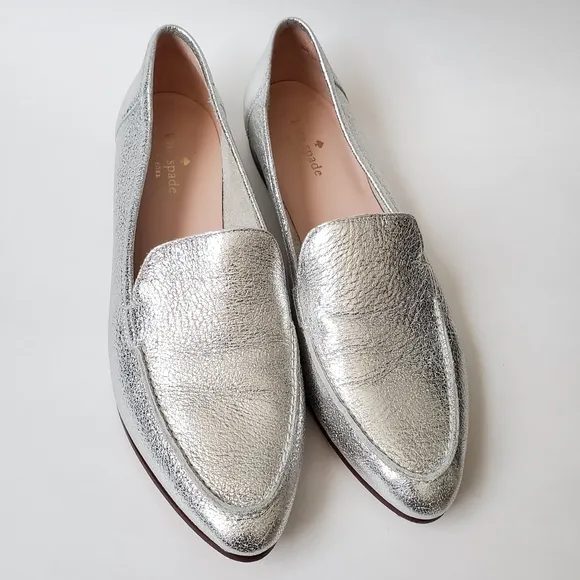 Kate Spade NY Crackled Metallic Nappa Loafer Flats