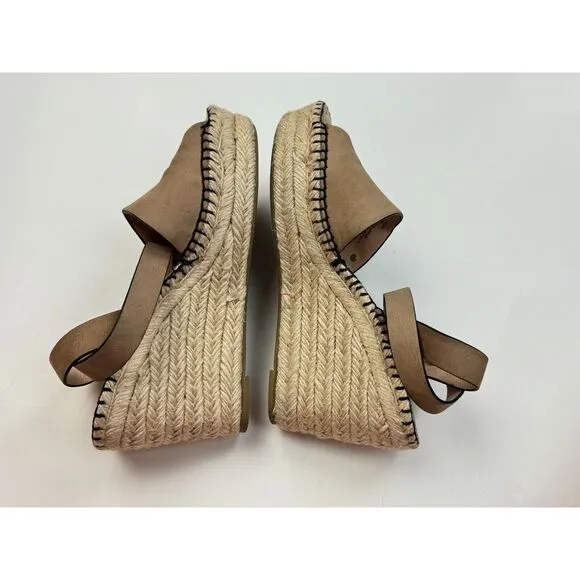 Kate Spade NY Felipa Espadrille Sandals Women 9.5 Brown Leather‎ Comfort Wedges