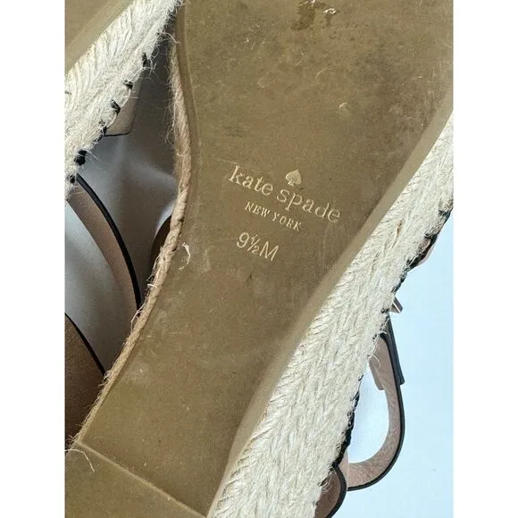 Kate Spade NY Felipa Espadrille Sandals Women 9.5 Brown Leather‎ Comfort Wedges