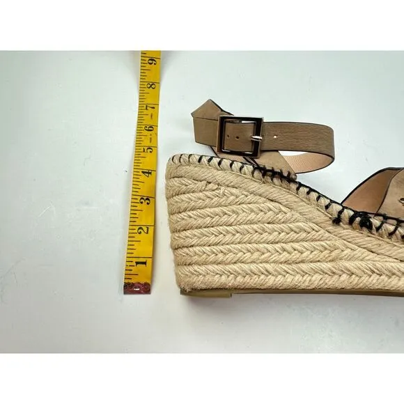 Kate Spade NY Felipa Espadrille Sandals Women 9.5 Brown Leather‎ Comfort Wedges