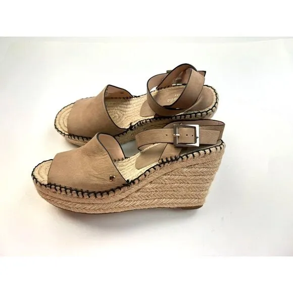 Kate Spade NY Felipa Espadrille Sandals Women 9.5 Brown Leather‎ Comfort Wedges