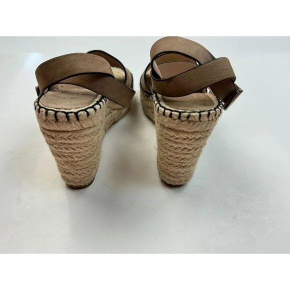 Kate Spade NY Felipa Espadrille Sandals Women 9.5 Brown Leather‎ Comfort Wedges