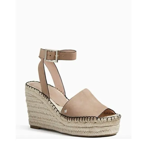 Kate Spade NY Felipa Espadrille Sandals Women 9.5 Brown Leather‎ Comfort Wedges