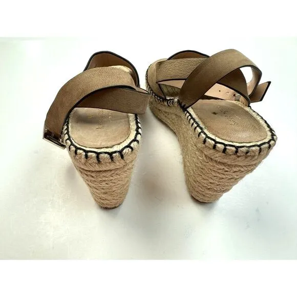 Kate Spade NY Felipa Espadrille Sandals Women 9.5 Brown Leather‎ Comfort Wedges