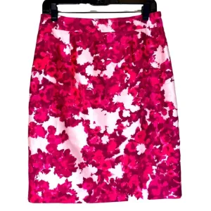 Kate Spade NY The Madison Ave Collection Pencil Skirt Sz 6/8 pink Floral Silk