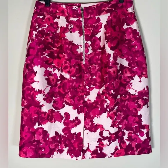 Kate Spade NY The Madison Ave Collection Pencil Skirt Sz 6/8 pink Floral Silk