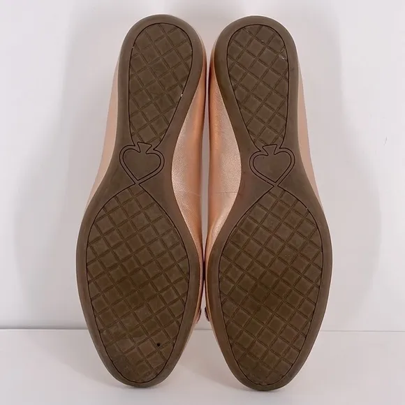 Kate Spade Pink Leather Phoebe Flats Light Blush Pink with Gold Buckle