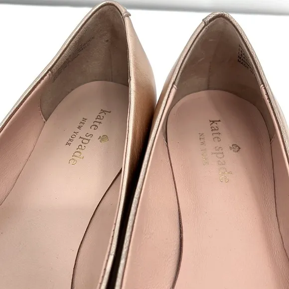 Kate Spade Pink Leather Phoebe Flats Light Blush Pink with Gold Buckle