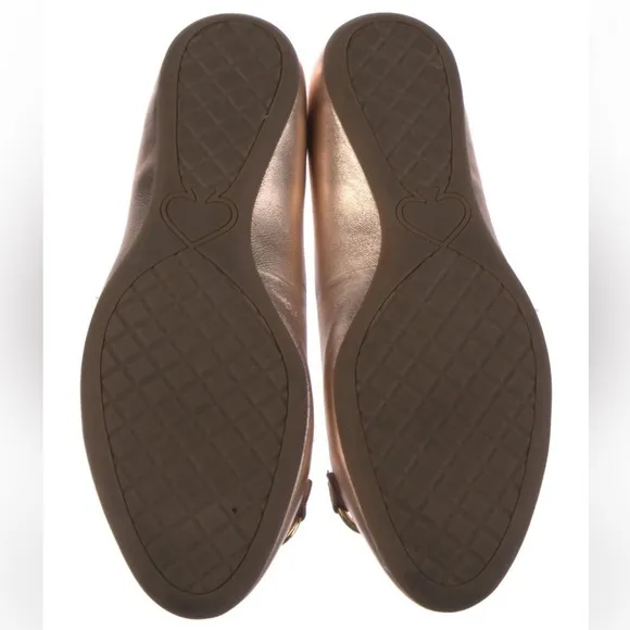 Kate Spade Pink Leather Phoebe Flats Light Blush Pink with Gold Buckle
