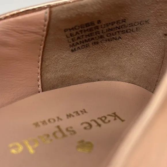 Kate Spade Pink Leather Phoebe Flats Light Blush Pink with Gold Buckle