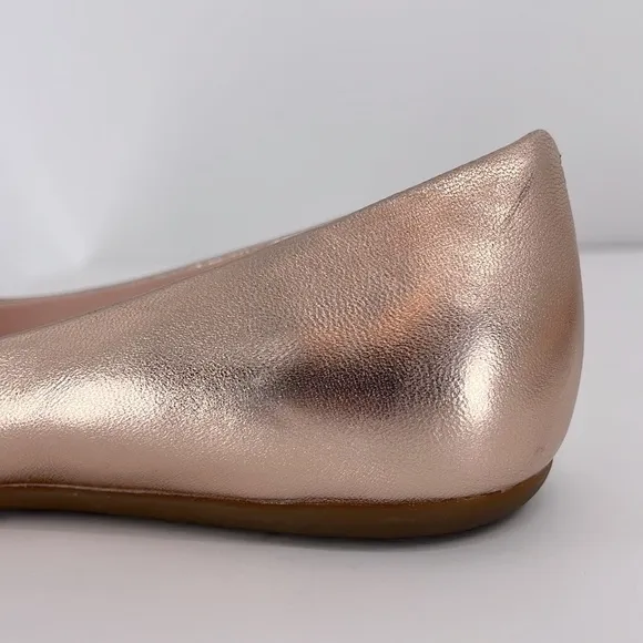Kate Spade Pink Leather Phoebe Flats Light Blush Pink with Gold Buckle