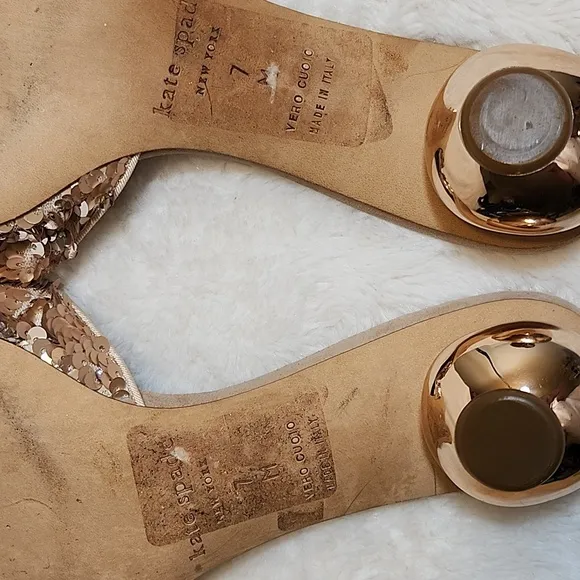 Kate Spade Polished Women's Shoes Rose Gold Sequin Slide Sandals Size 7