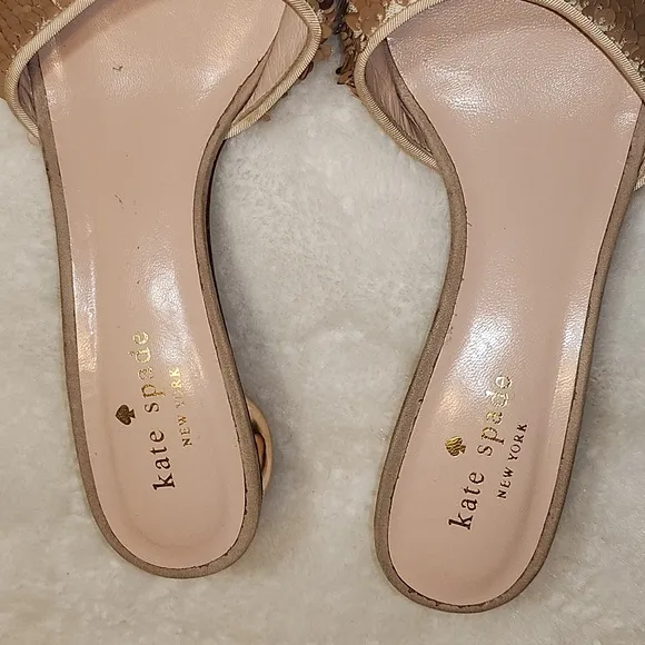 Kate Spade Polished Women's Shoes Rose Gold Sequin Slide Sandals Size 7