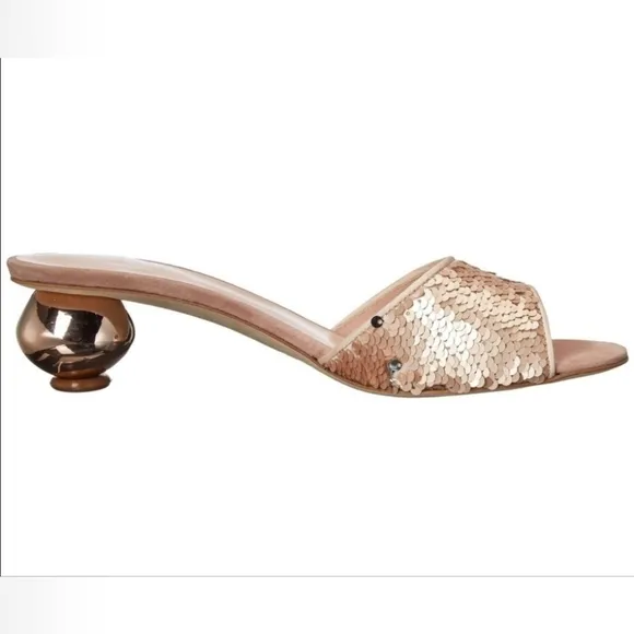 Kate Spade Polished Women's Shoes Rose Gold Sequin Slide Sandals Size 7