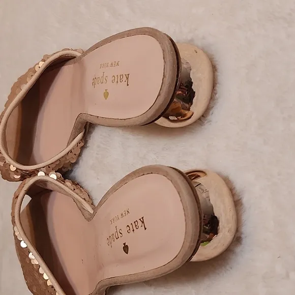 Kate Spade Polished Women's Shoes Rose Gold Sequin Slide Sandals Size 7