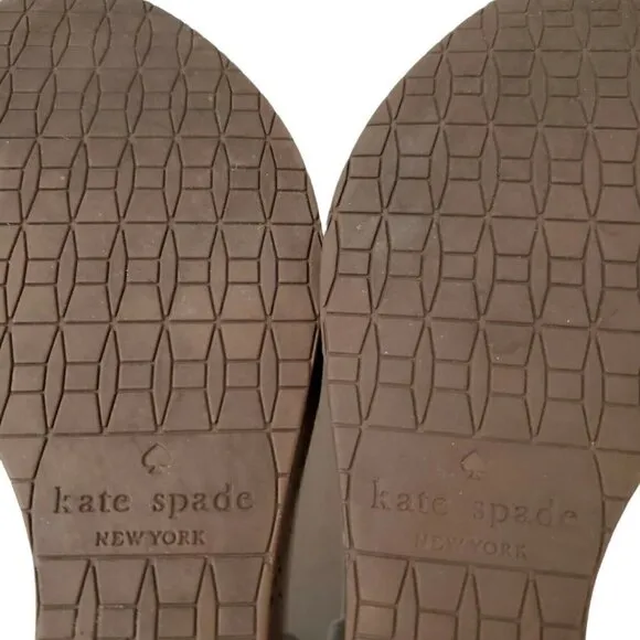Kate Spade Tomas Wedges Sandals 8.5 White Cork Platform Heel Leather Open-Toe