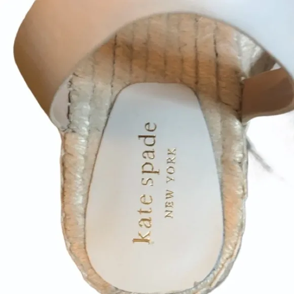 Kate Spade - White Frenchy Ankle Strap Espadrille Wedges