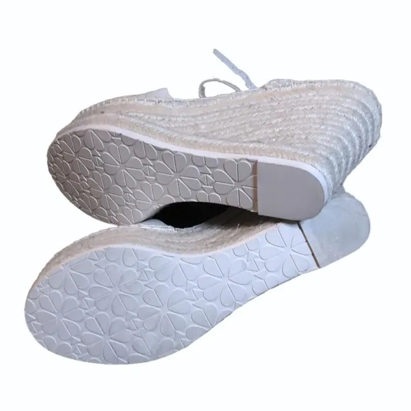 Kate Spade - White Frenchy Ankle Strap Espadrille Wedges