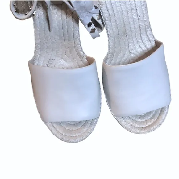 Kate Spade - White Frenchy Ankle Strap Espadrille Wedges
