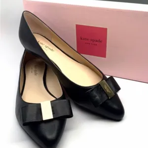 Kate Spade Women's Bowdie Ballet Flats pump black with gold bow