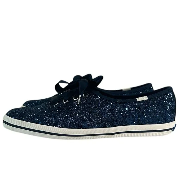 Kate Spade X Keds Navy Blue Champion Glitter Women's SZ 7.5 Sneakers Shoes 60097