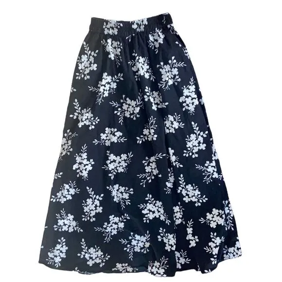 Kate Spade New York Women's Black and White Floral Maxi Skirt with pockets XXS