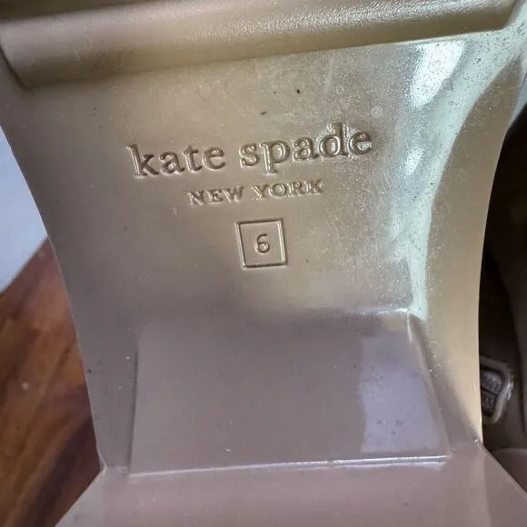 KATE SPADE NEW YORK Womens Beige Back Pull-Tab Puddle Block Heel Rain Boots 6