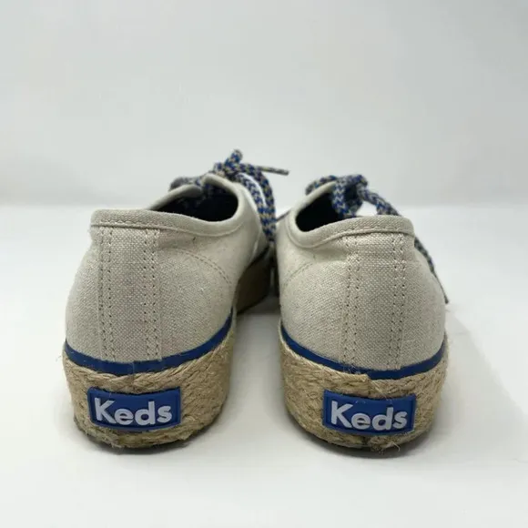 Keds Triple Liberty Espadrille Platform Shoes Sneakers Cream Canvas Sz 6.5