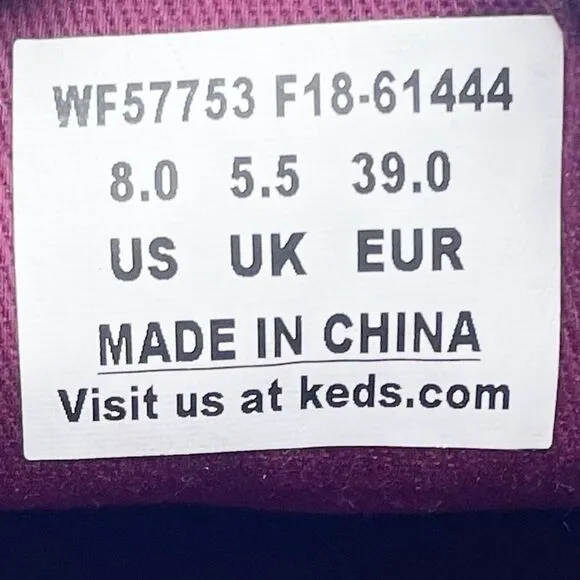 Keds x Kate Spade Champion Glitter Lace Up Sneakers Deep Cherry Women’s Size 8