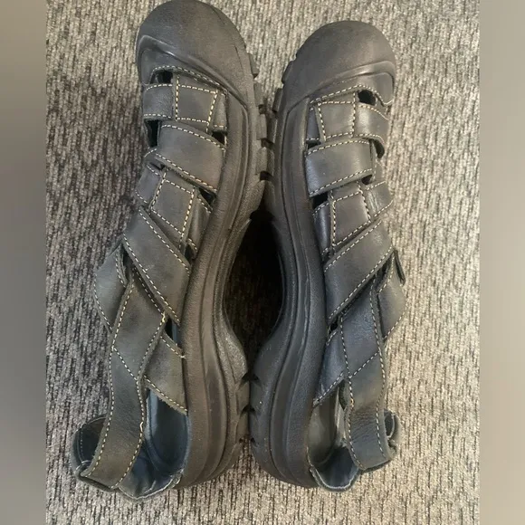 KEEN FISHERMAN LEATHER MONTEREY BLACK HIKING SANDAL SHOES W/ BUCKLE WOMENS 8.5