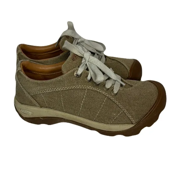 Keen Presidio Canvas Lace Up Sneakers Women’s 7 Tan Khaki Comfort Walking Shoes
