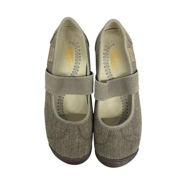 Keen Sienna MJ Mary Jane Tan Beige Canvas Comfort Lightweight Shoes Size 6.5
