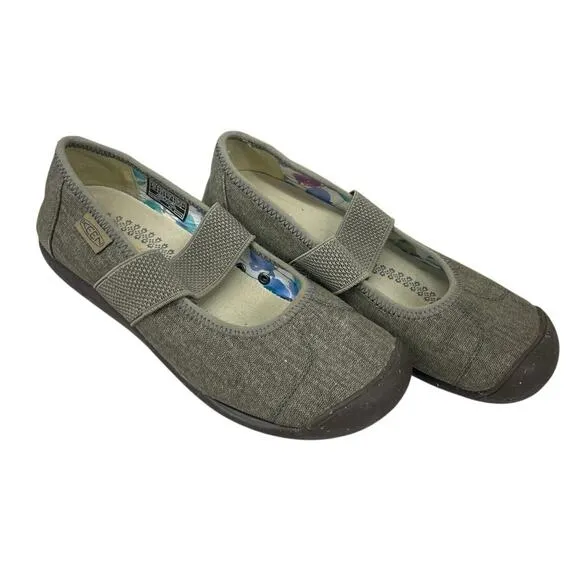 Keen Sienna MJ Mary Jane Tan Beige Canvas Comfort Lightweight Shoes Size 6.5