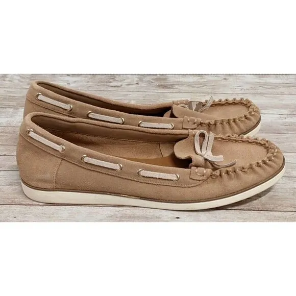 Kelly &amp; Katie Tiewiel Womens Size 7.5 M Tan Moc Toe Slip On Flat Boat Shoes