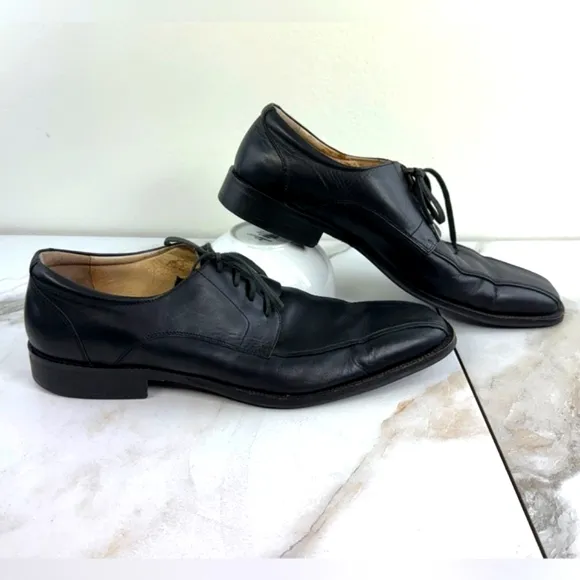 Kenneth Cole Men's Plan of Action Black Genuine Leather Lace Up Dress Shoes, 14